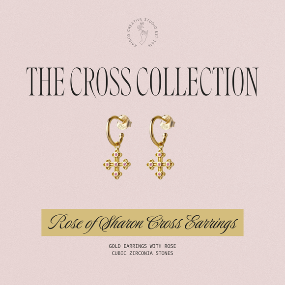 Rose of Sharon Cross Earrings