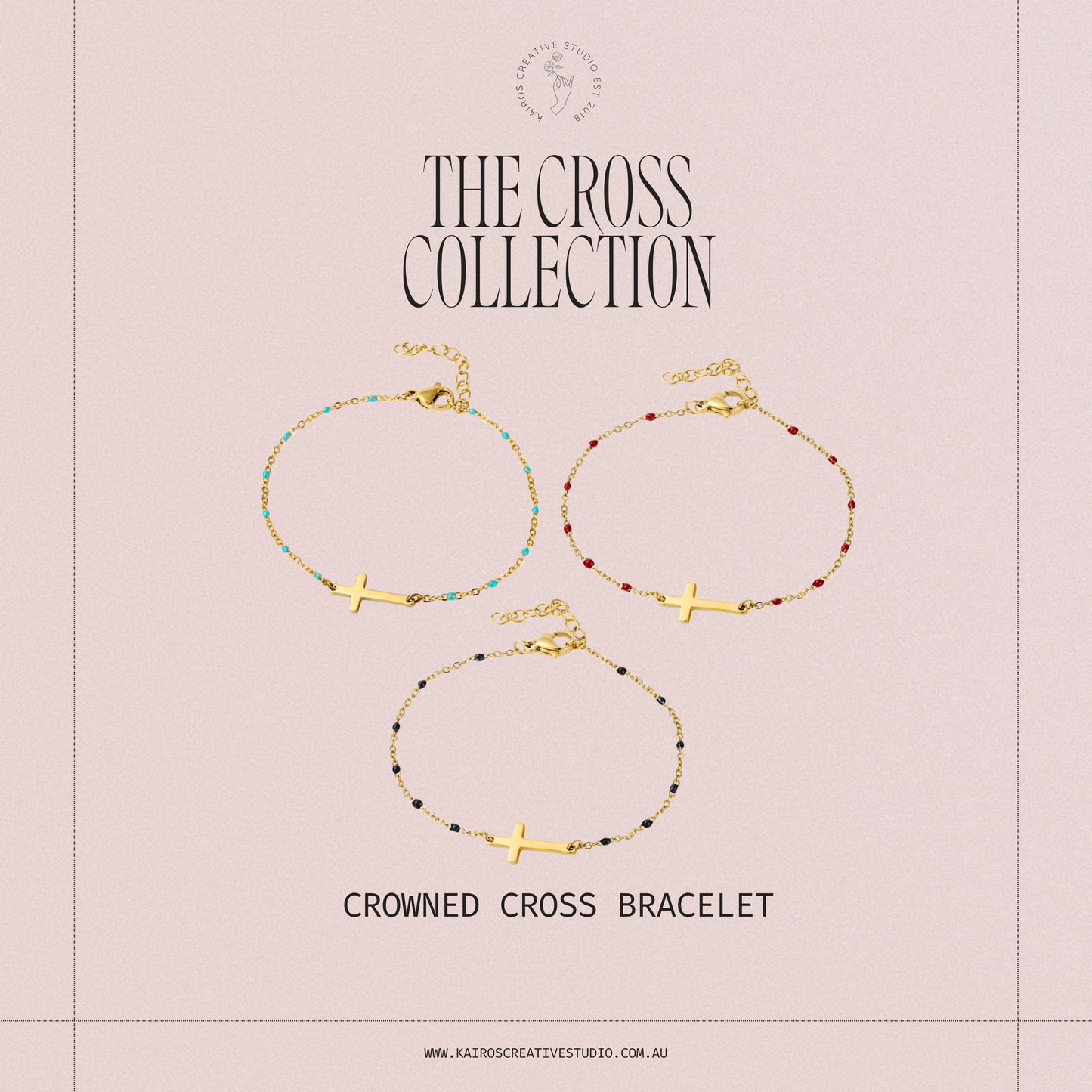Crowned Cross Bracelet