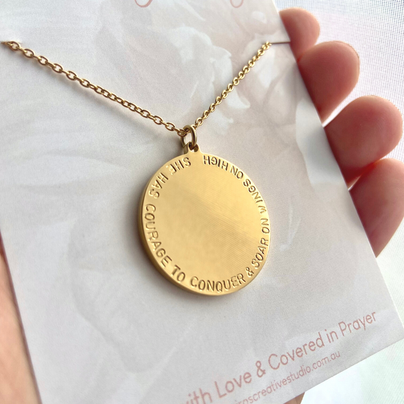 She has Courage to Conquer Necklace
